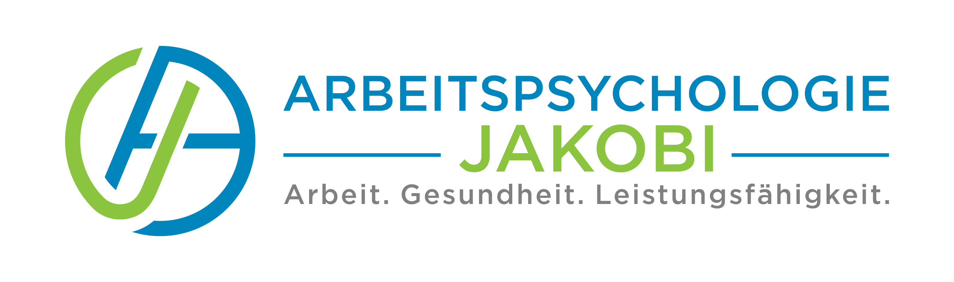 Arbeitspsychologie Jakobi - Logo - Claims: Arbeit. Gesundheit. Leistungsfähigkeit.